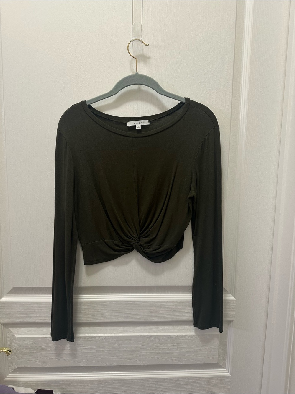 gaze Black Twist Front Long Sleeve Top